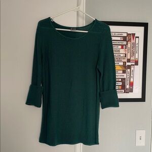 SPARKLE & FADE Green Sweater with folded 3/4 Sleeves